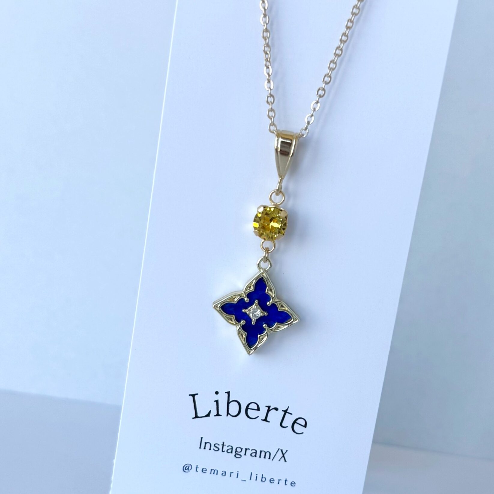 凛 -Necklace-/ ネイビーブルー×トパーズ