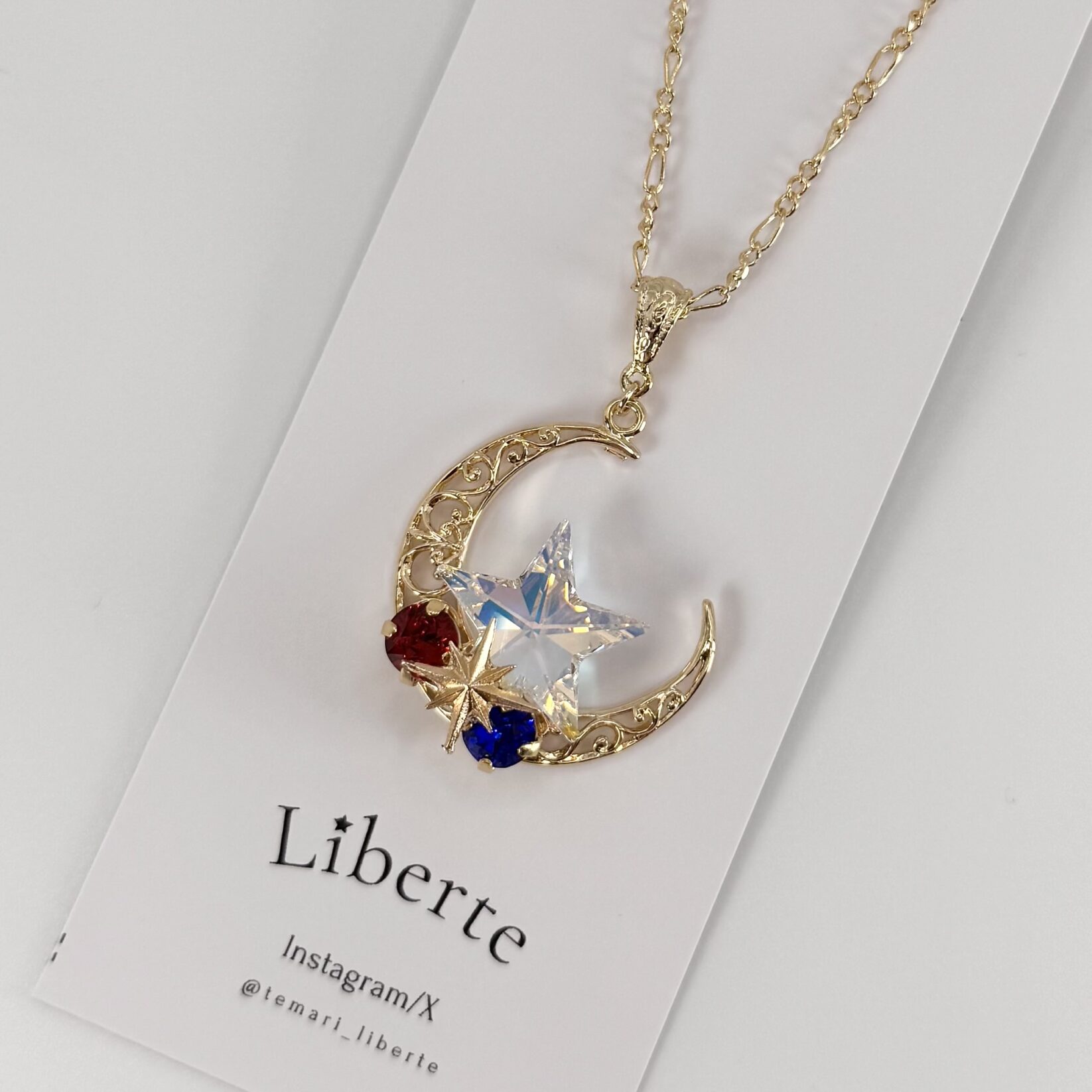 CrystalStarネックレス/ライトシャム×サファイア