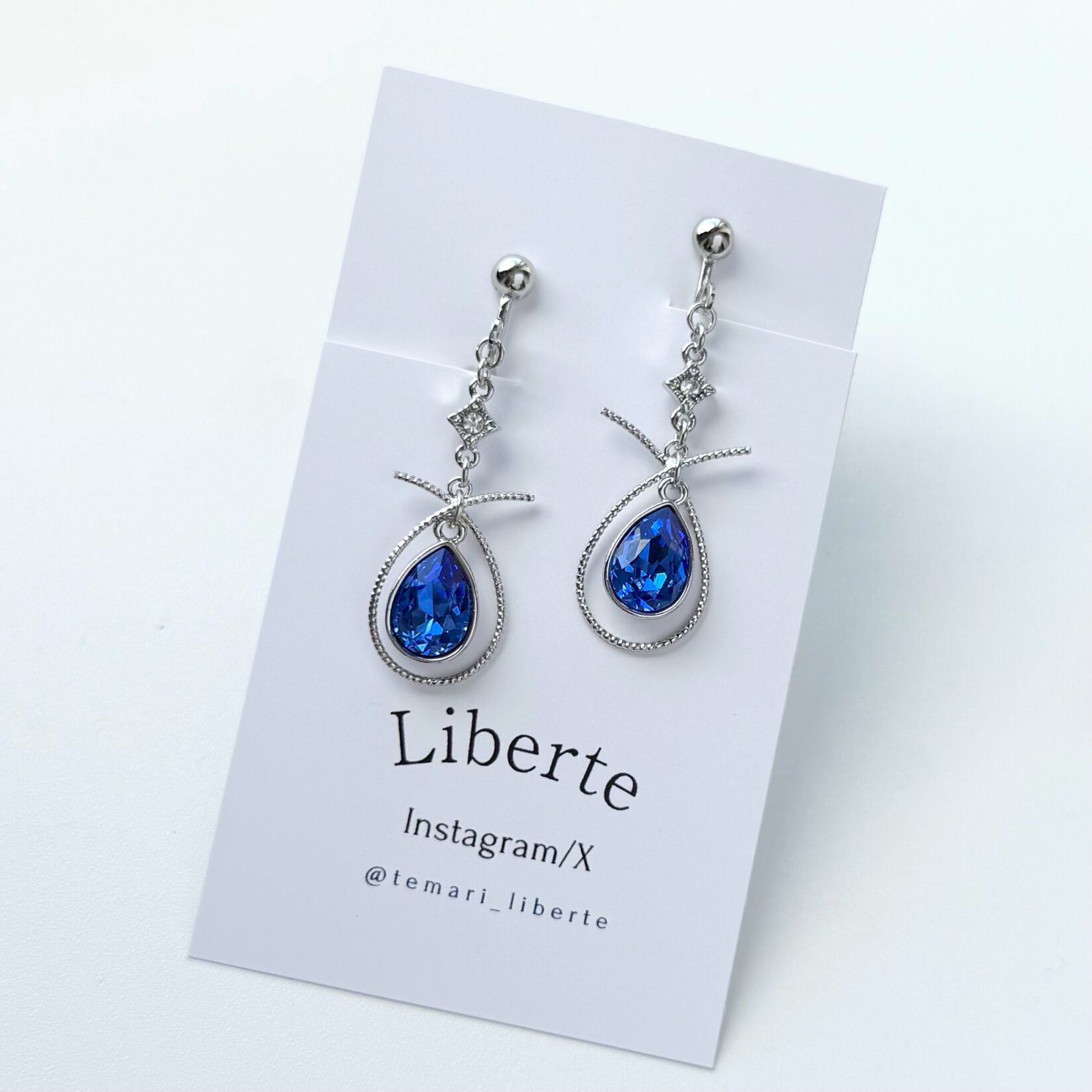 星雫の芽吹き/耳飾り/サファイア