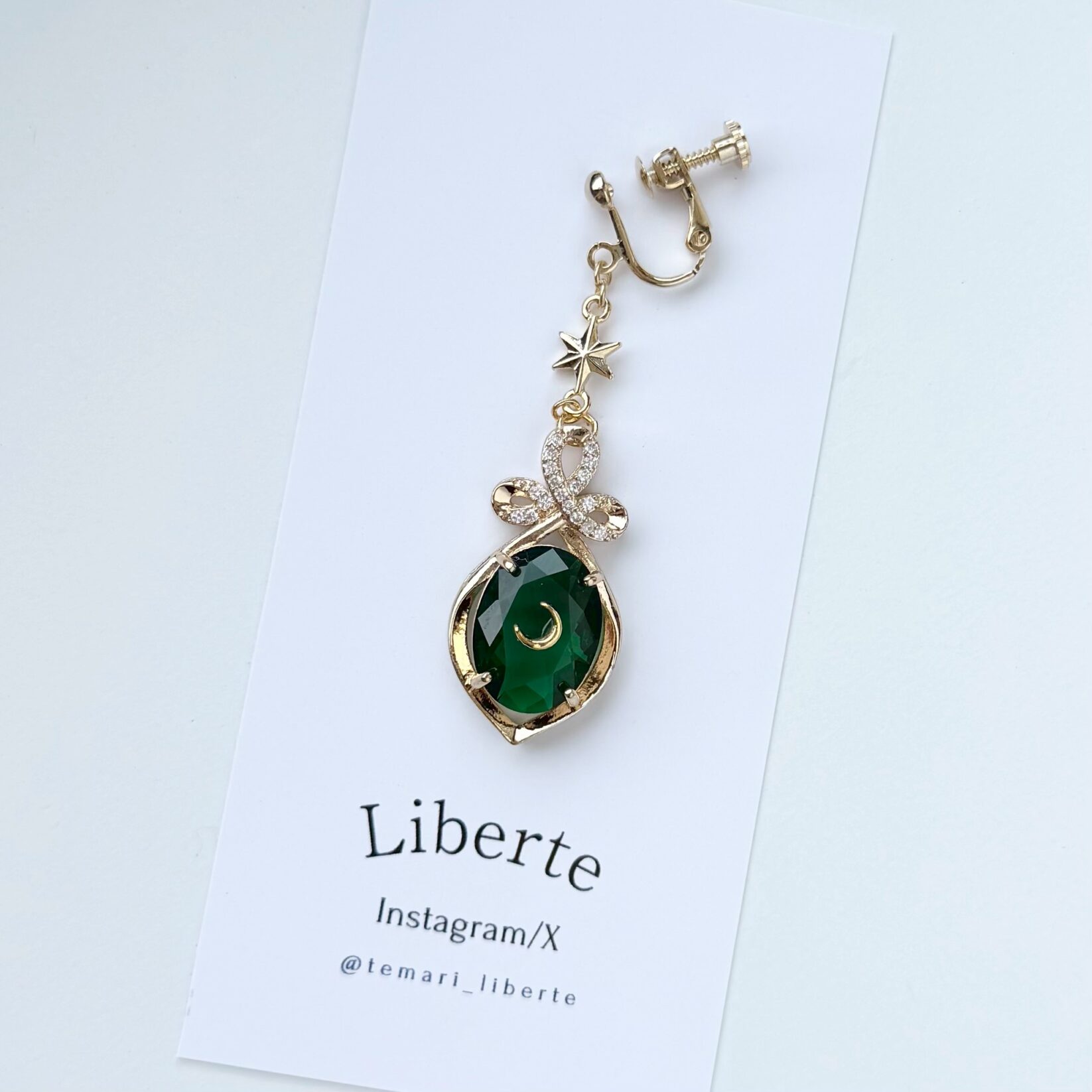 [片耳販売]宝星石の耳飾り/Forest/星・三日月モチーフ変更可