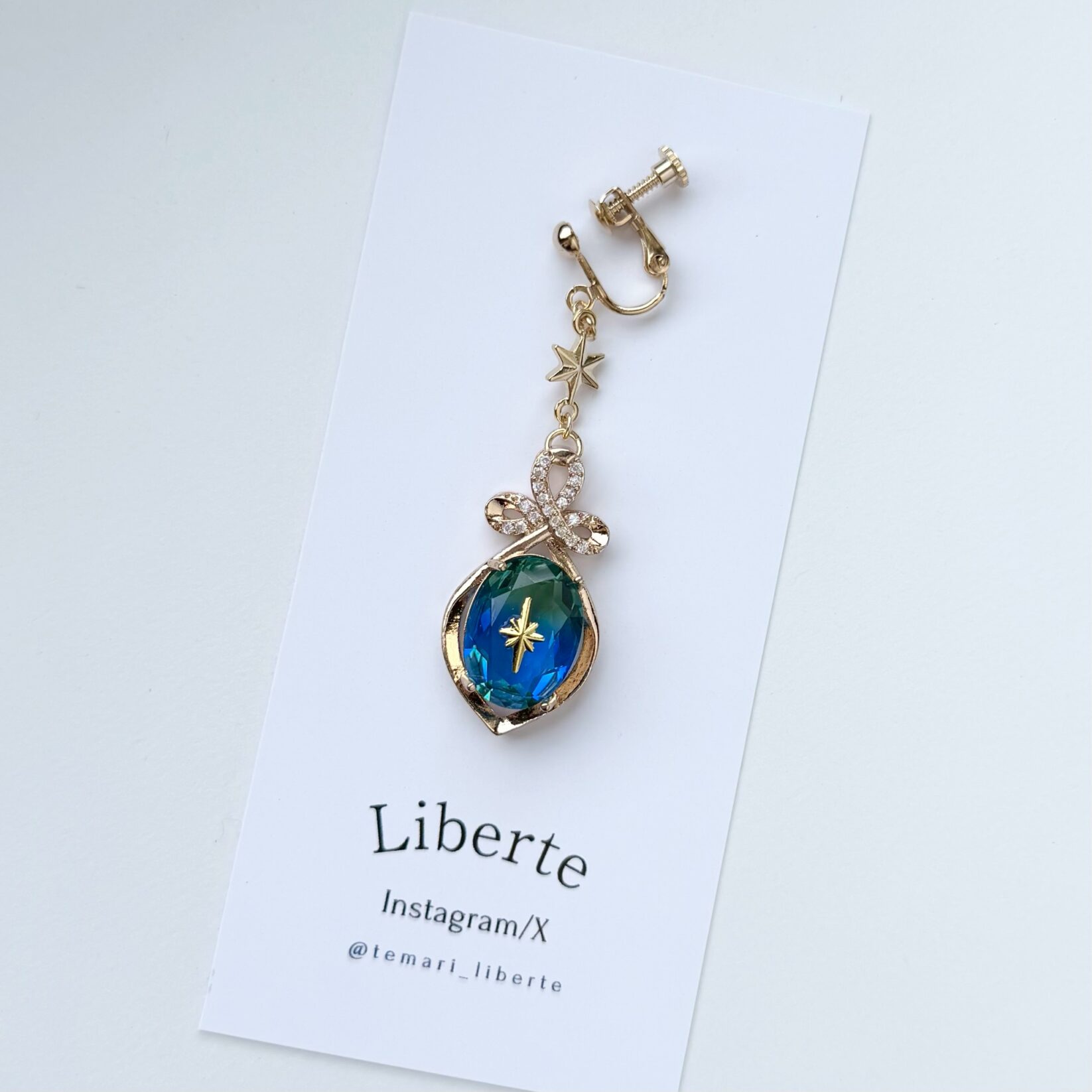 [片耳販売]宝星石の耳飾り/Ocean/星・三日月モチーフ変更可