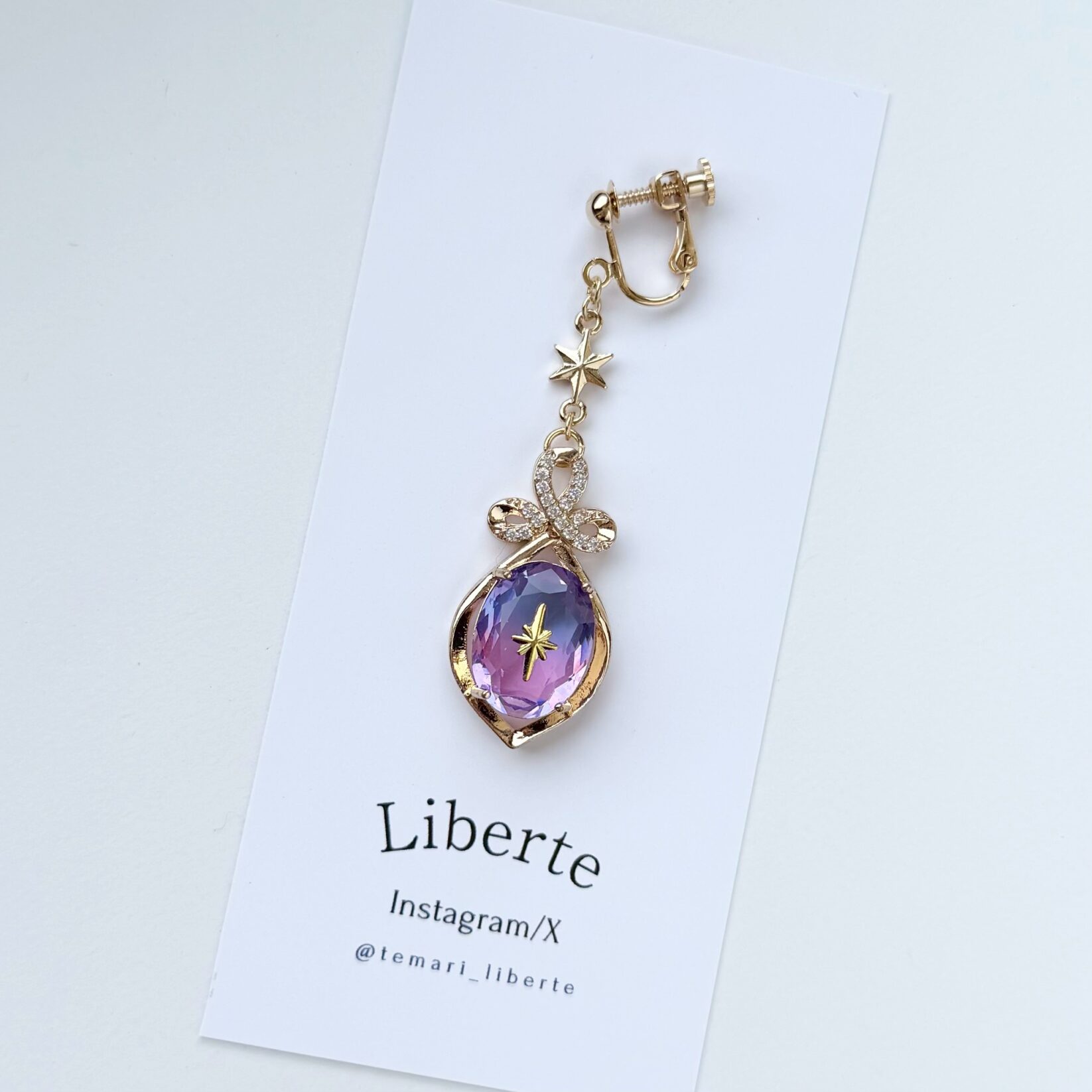 [片耳販売]宝星石の耳飾り/Dream/星・三日月モチーフ変更可