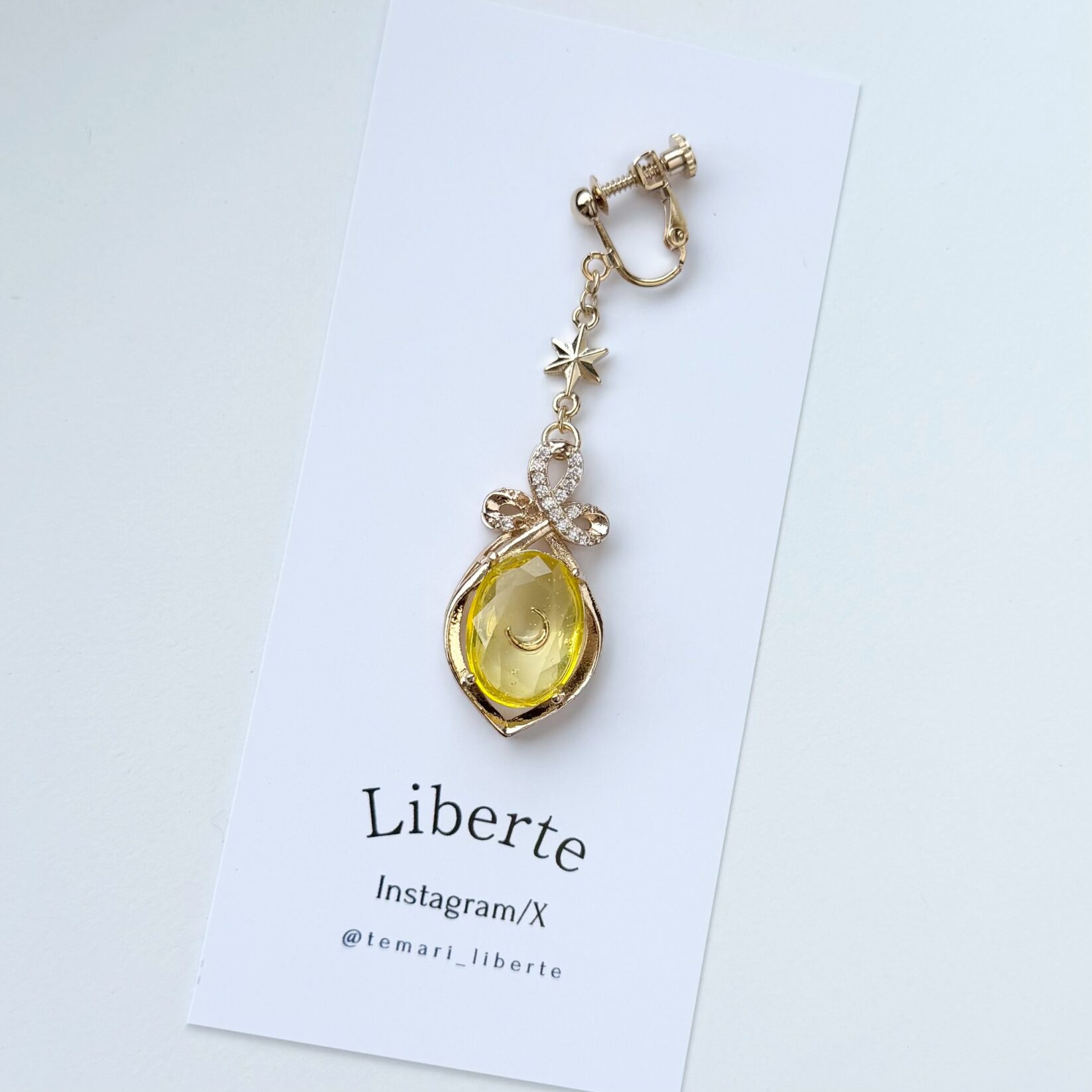 [片耳販売]宝星石の耳飾り/Lemonade/星・三日月モチーフ変更可