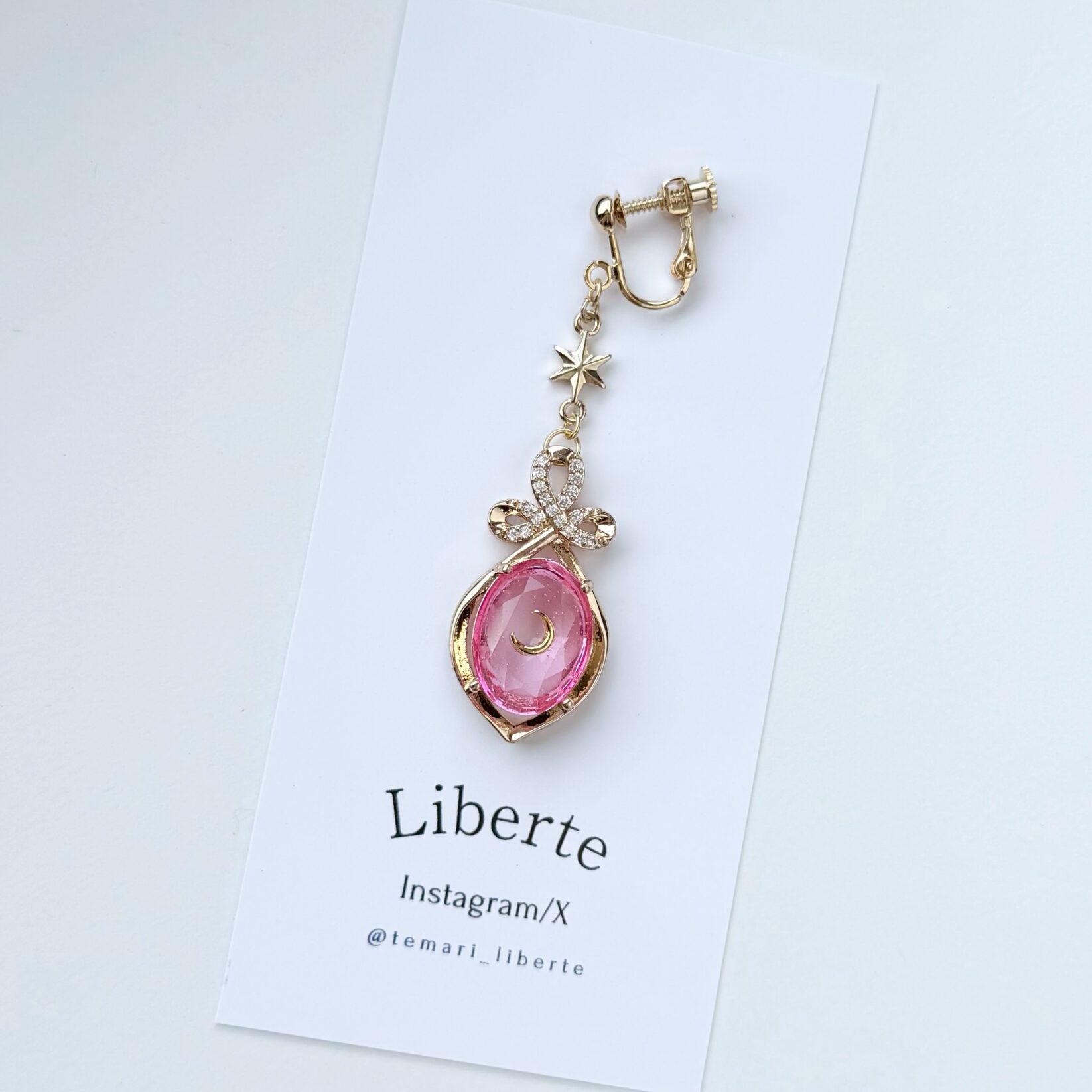 [片耳販売]宝星石の耳飾り/Sakura/星・三日月モチーフ変更可