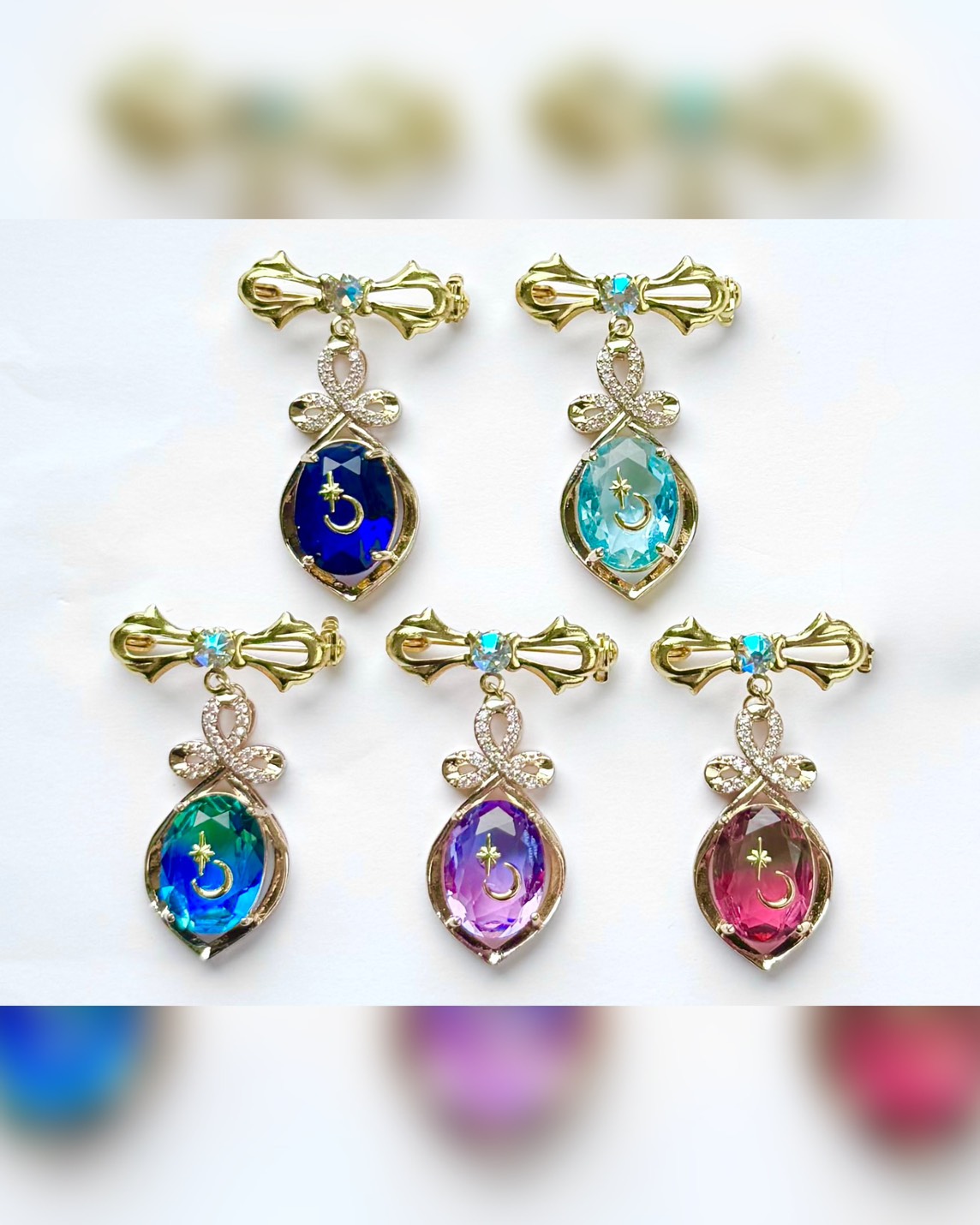 宝星石のブローチ/5色フルセット