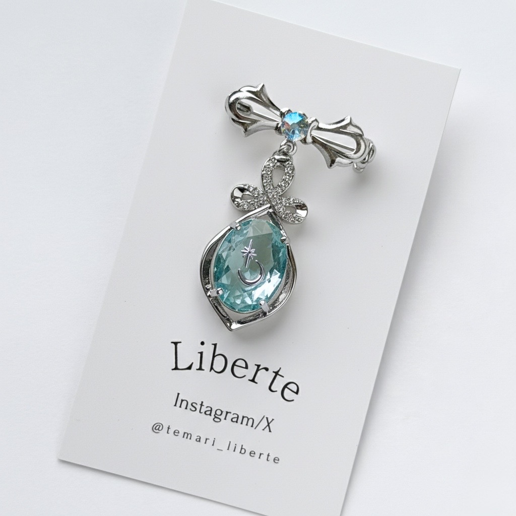 New宝星石ブローチ/Aqua×Silver