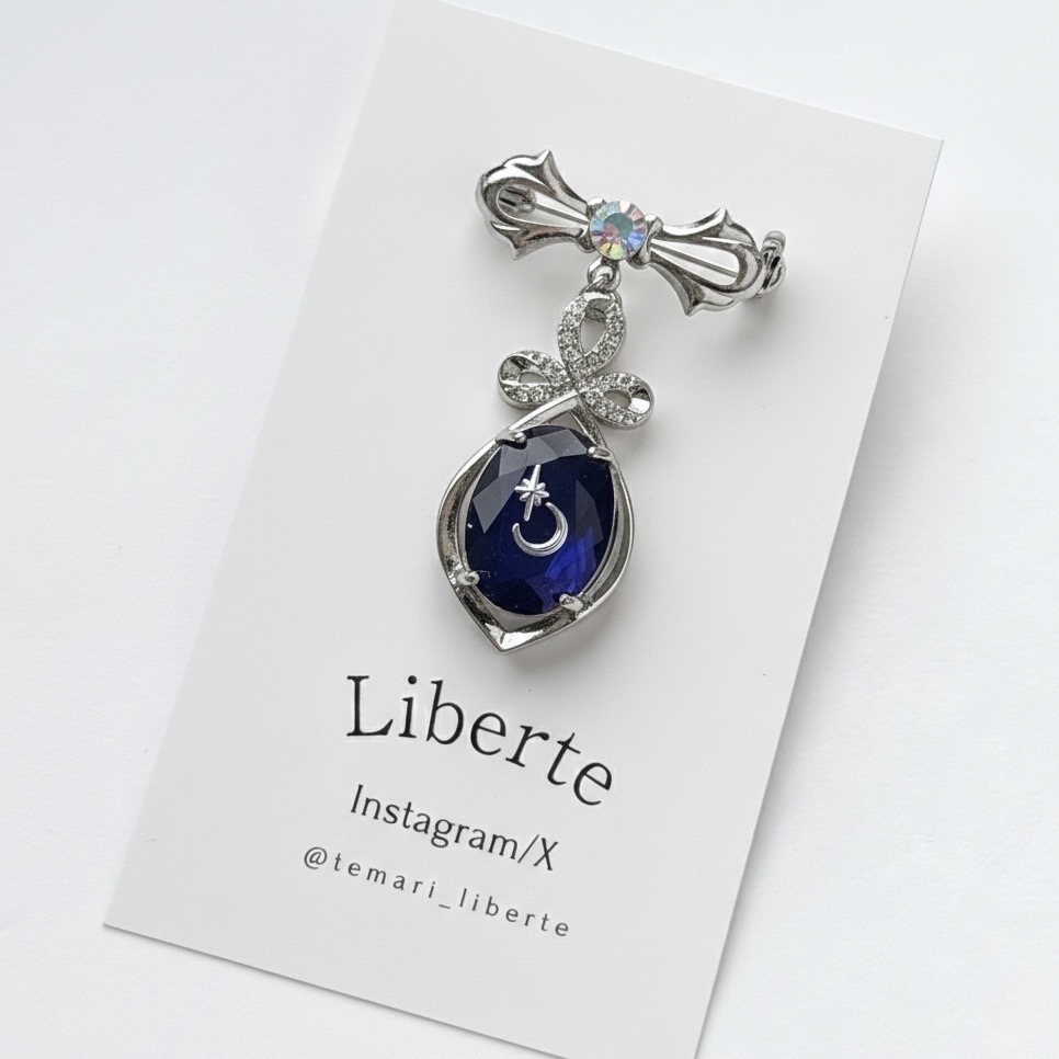 New宝星石ブローチ/Blue×Silver