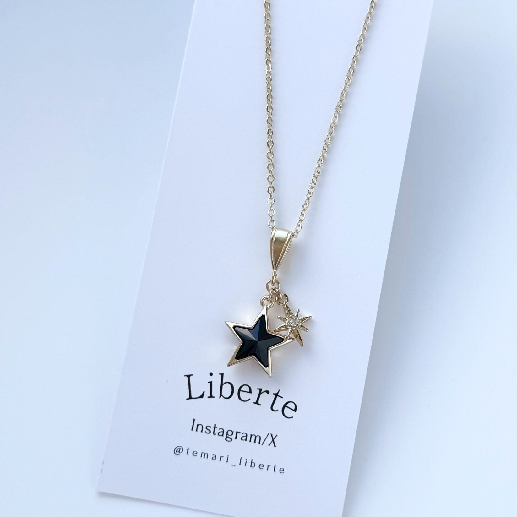 煌星ネックレス/ブラック×Gold