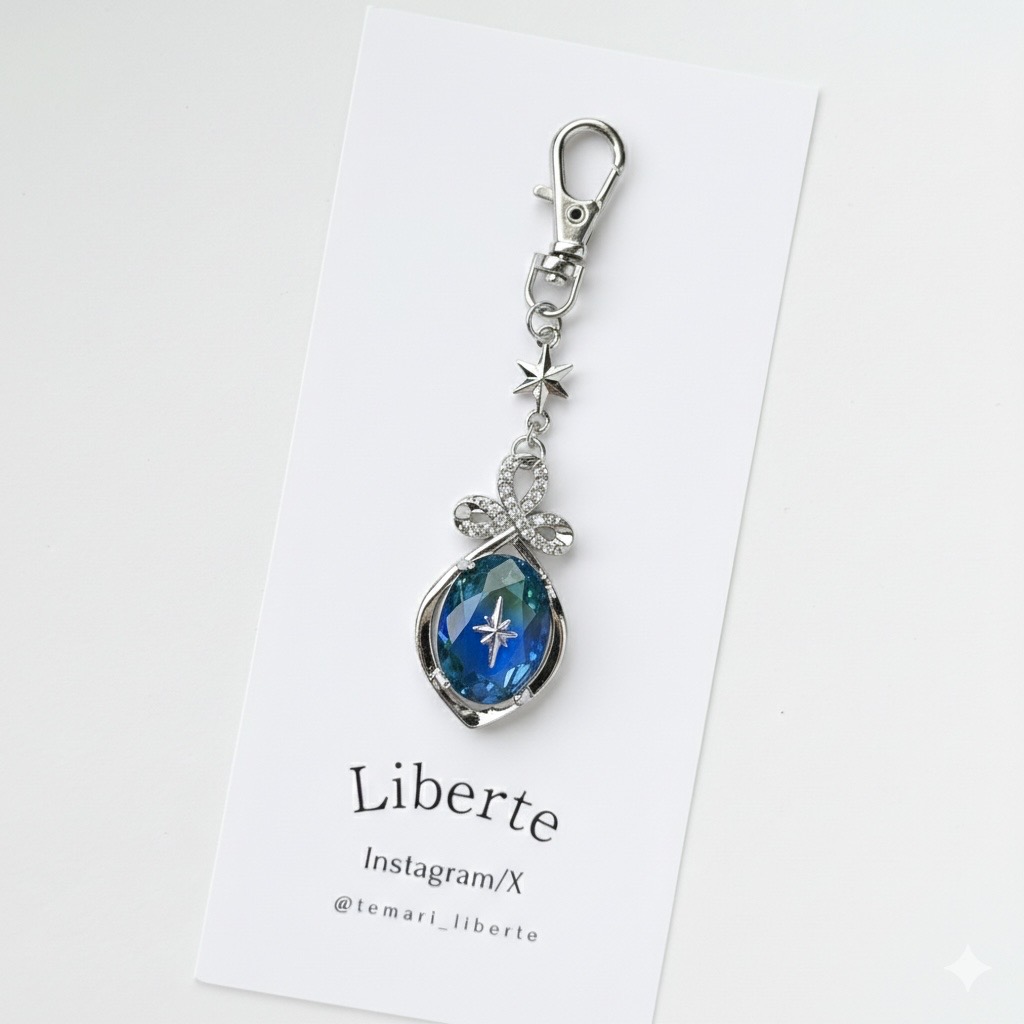 宝星石のキーチャーム/Ocean×Silver/星⇔月へ変更可