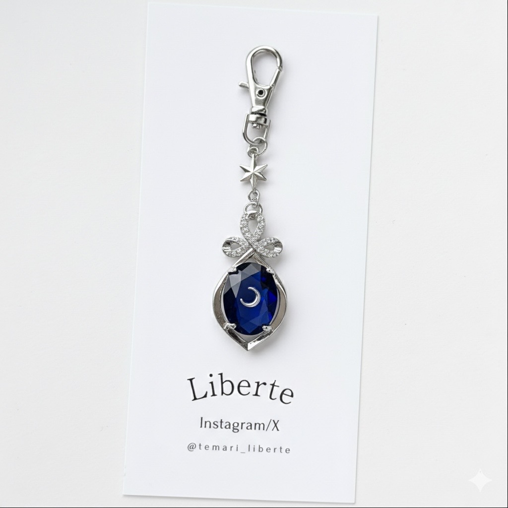 宝星石のキーチャーム/Blue×Silver/星⇔月へ変更可