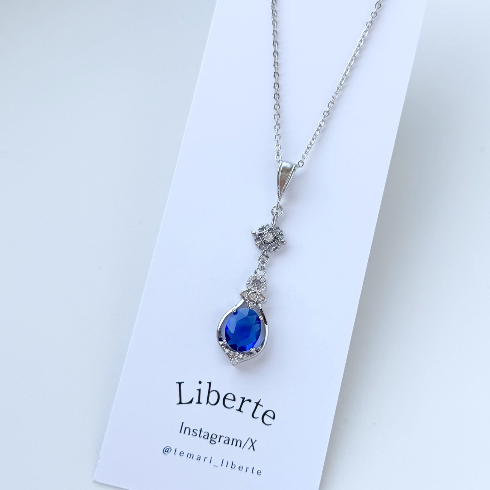 mini宝星石のネックレス/Blue