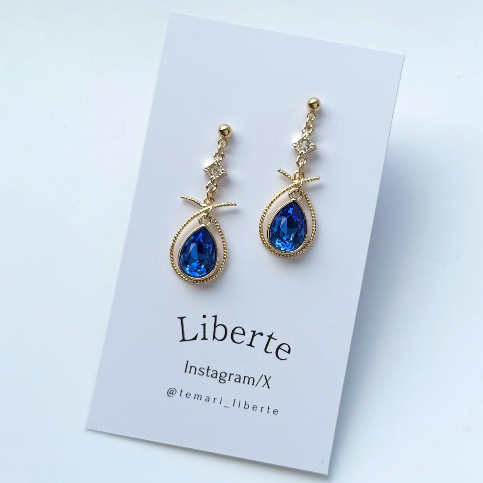 星雫の芽吹き/耳飾り/サファイア(Gold)