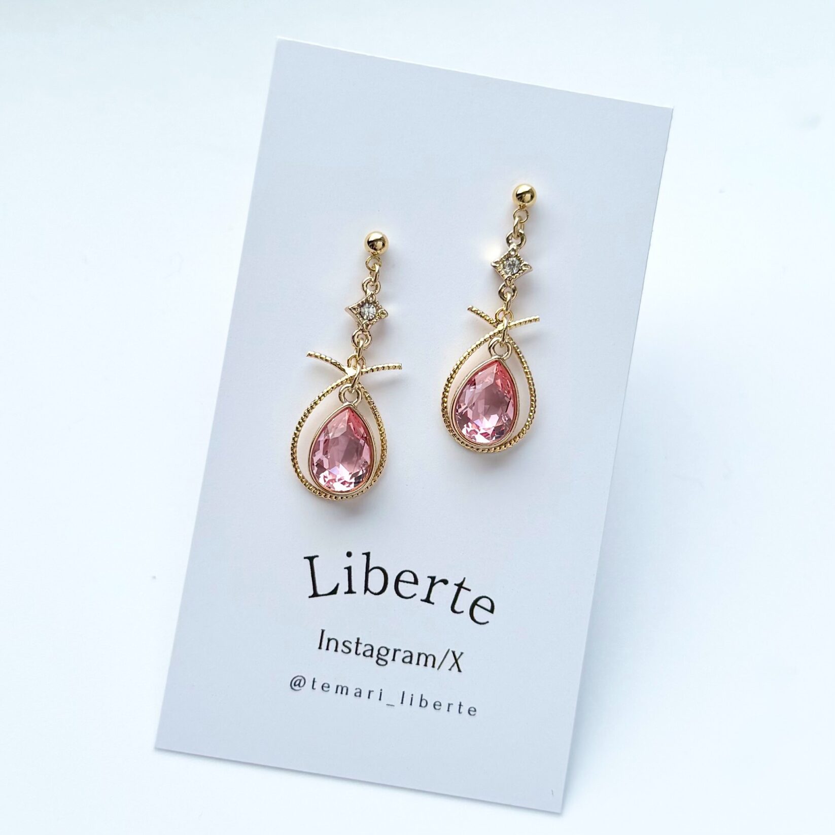 星雫の芽吹き/耳飾り/ライトローズ(Gold)