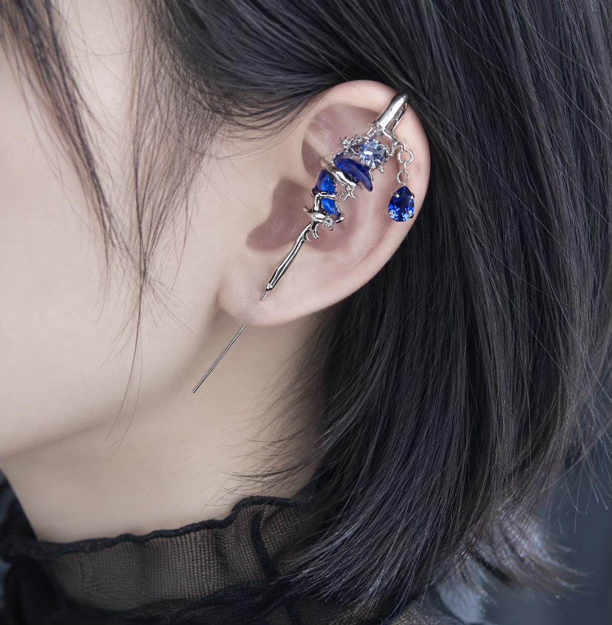 クレセントステッキ/ピアス/サファイア